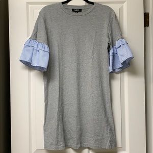 L.N.V Grey Knit Puff Sleeve Dress